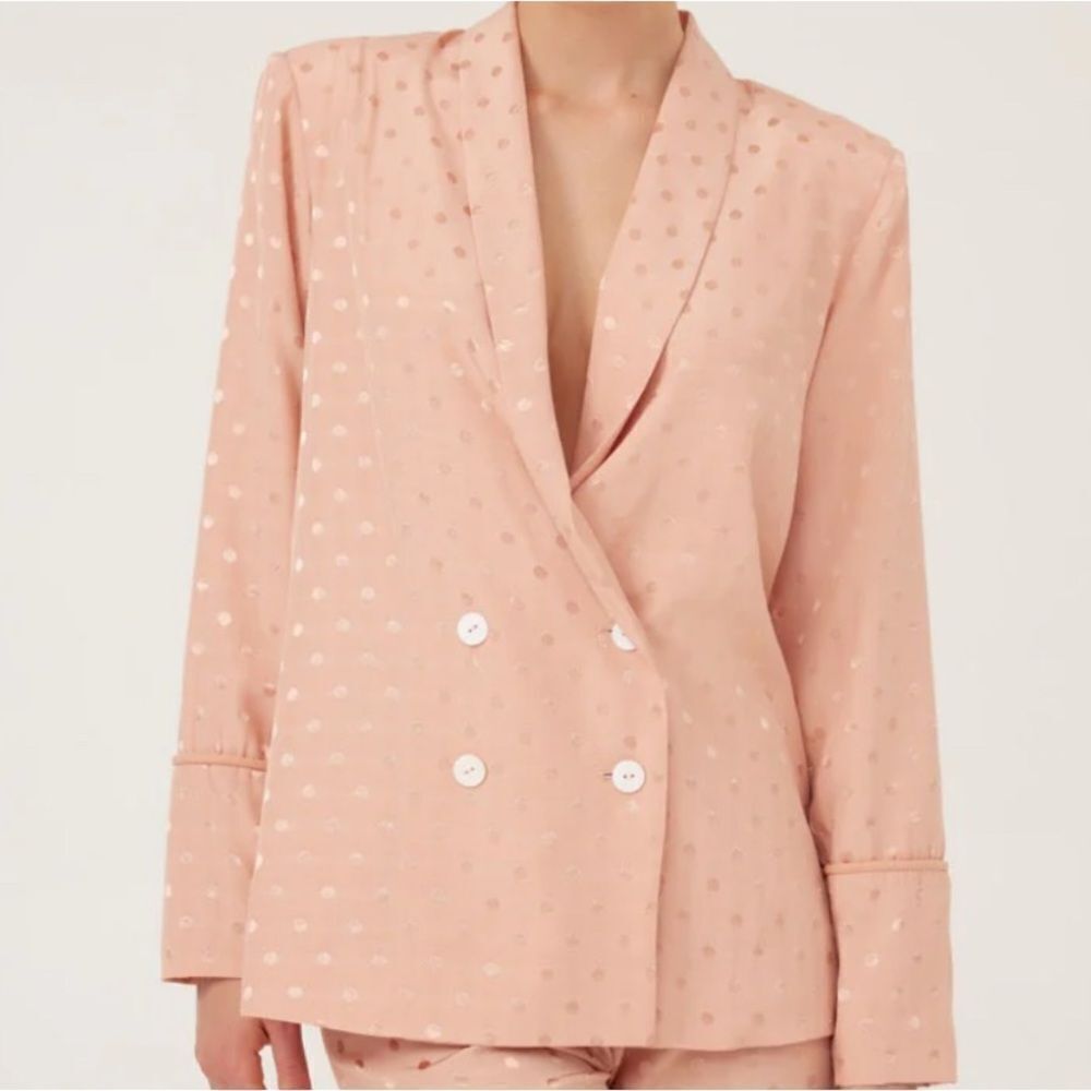 Keepsake Promise Peach Polka Dot Double Breasted Blazer NWT Size US 8